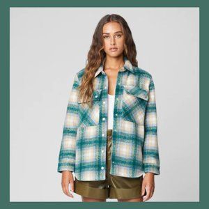 Plaid Shacket in Green M